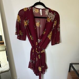 Floral Maroon Romper
